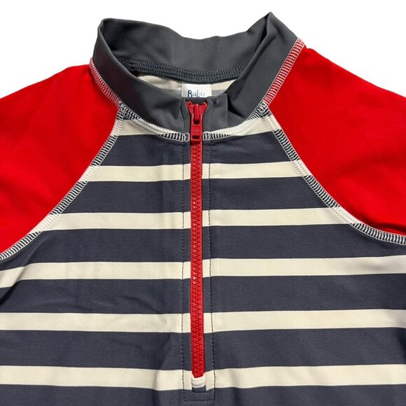 Baby Boden 2-3Y Red & Grey Striped Rashguard Swim Shirt - Picture 2 of 4